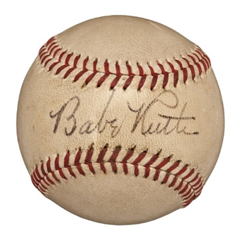 Babe Ruth Single-Signed Official American League Baseball (Harridge)
